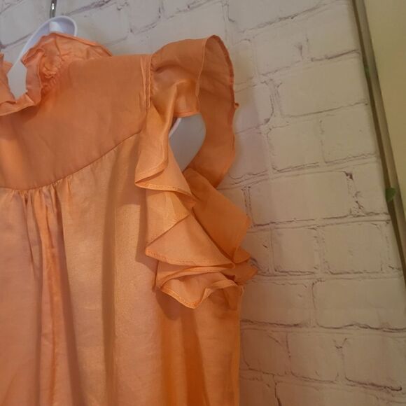 NWT 7 For All Mankind Orange Silk Blend Sleeveless Blouse Sz.XS $168 - Picture 6 of 9